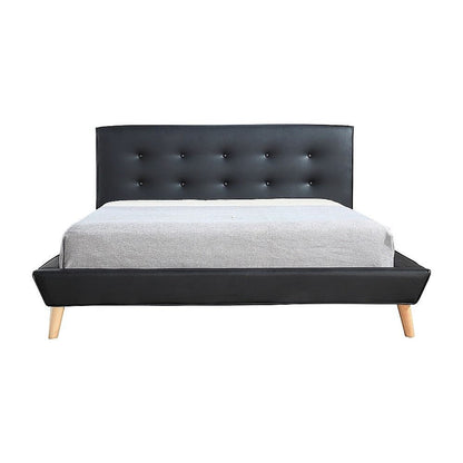 Queen PU Leather Deluxe Bed Frame Black-Furniture > Bedroom-PEROZ Accessories
