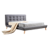 Double Linen Fabric Deluxe Bed Frame Grey-Furniture > Bedroom-PEROZ Accessories