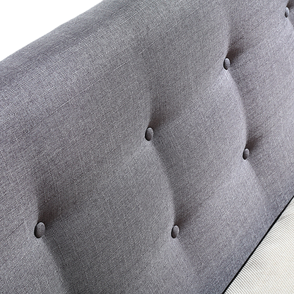 Double Linen Fabric Deluxe Bed Frame Grey-Furniture &gt; Bedroom-PEROZ Accessories