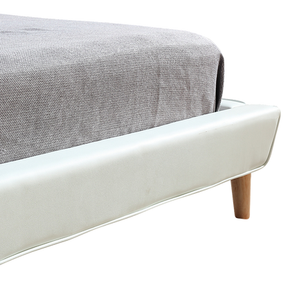 Queen PU Leather Deluxe Bed Frame White-Furniture > Bedroom-PEROZ Accessories