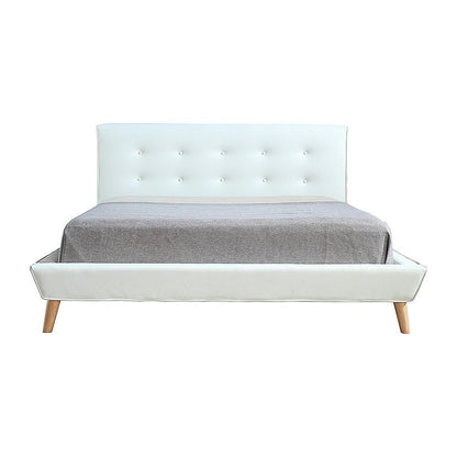 Queen PU Leather Deluxe Bed Frame White-Furniture > Bedroom-PEROZ Accessories