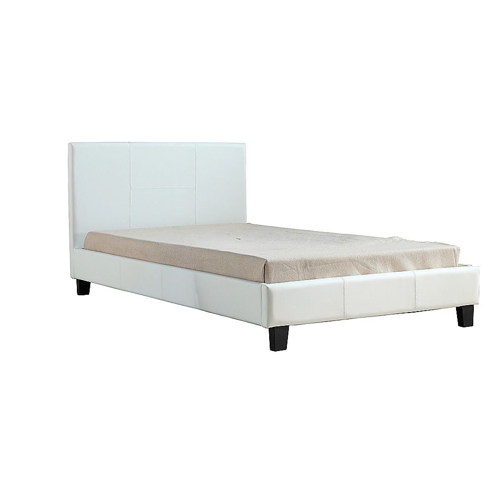 King Single PU Leather Bed Frame White-Bed Frames-PEROZ Accessories