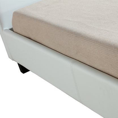 King Single PU Leather Bed Frame White-Bed Frames-PEROZ Accessories