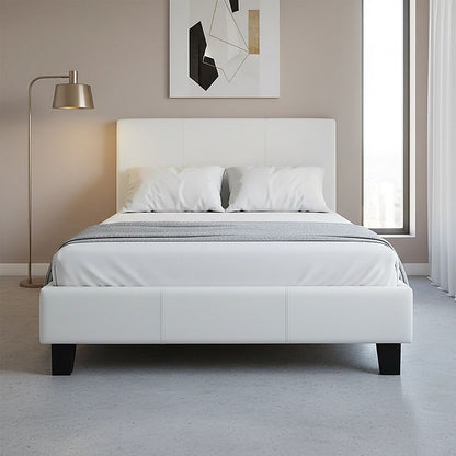 King Single PU Leather Bed Frame White-Bed Frames-PEROZ Accessories