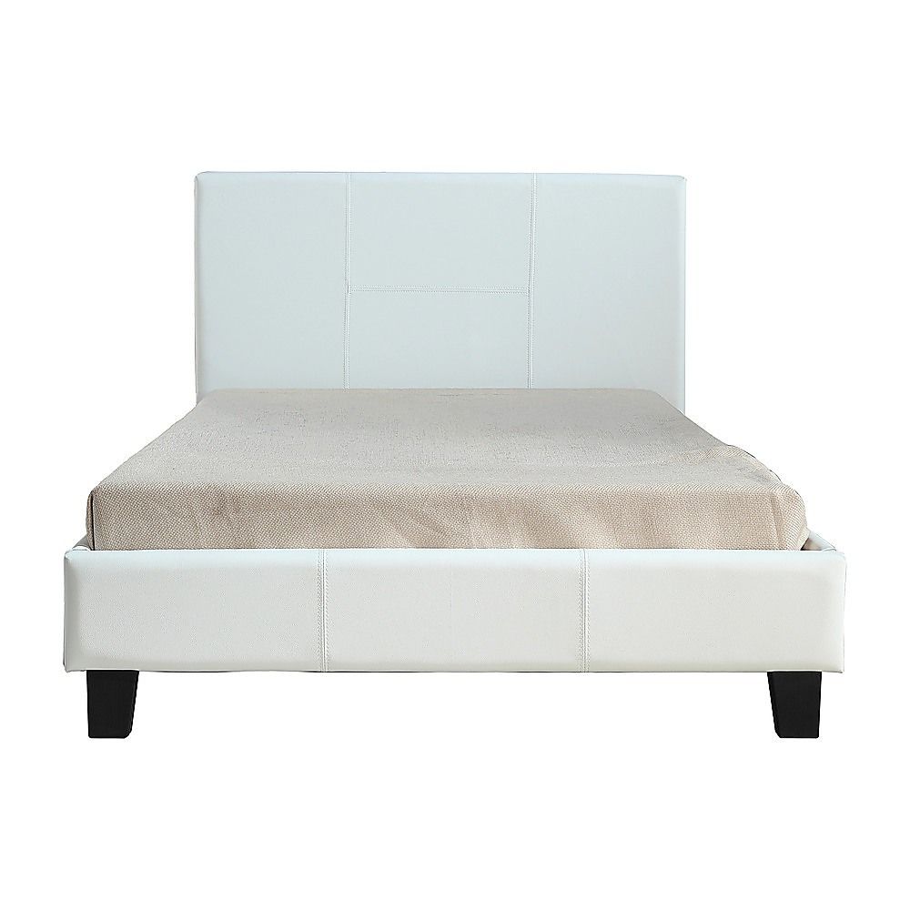 King Single PU Leather Bed Frame White-Bed Frames-PEROZ Accessories