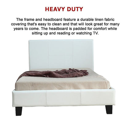 King Single PU Leather Bed Frame White-Bed Frames-PEROZ Accessories