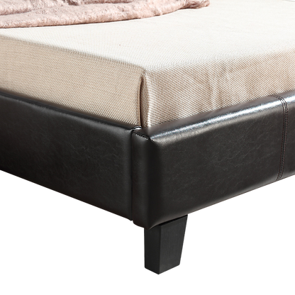 King Single PU Leather Bed Frame Brown-Bed Frames-PEROZ Accessories