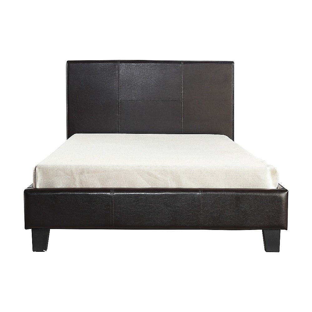 King Single PU Leather Bed Frame Brown-Bed Frames-PEROZ Accessories