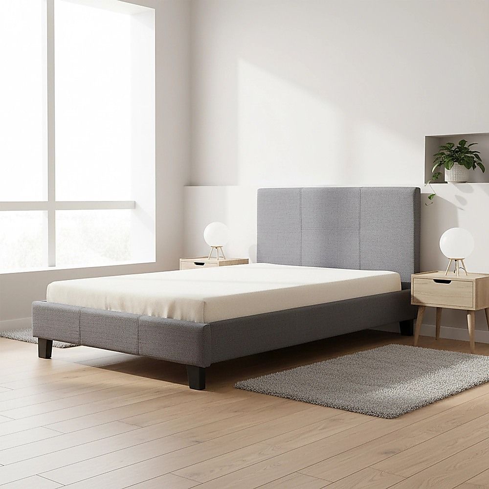 King Single Linen Fabric Bed Frame Grey-Bed Frames-PEROZ Accessories