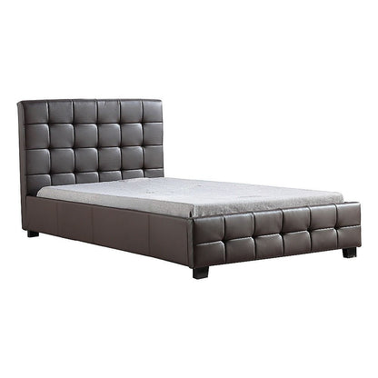 King Single PU Leather Deluxe Bed Frame Brown-Bed Frames-PEROZ Accessories
