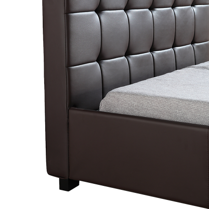 King Single PU Leather Deluxe Bed Frame Brown-Bed Frames-PEROZ Accessories