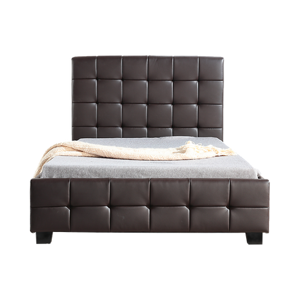 King Single PU Leather Deluxe Bed Frame Brown-Bed Frames-PEROZ Accessories
