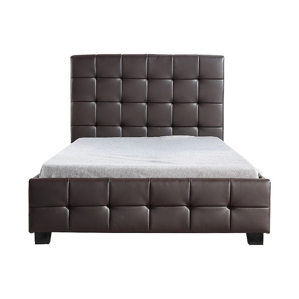 King Single PU Leather Deluxe Bed Frame Brown-Bed Frames-PEROZ Accessories