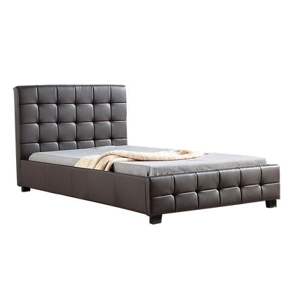 King Single PU Leather Deluxe Bed Frame Brown-Bed Frames-PEROZ Accessories