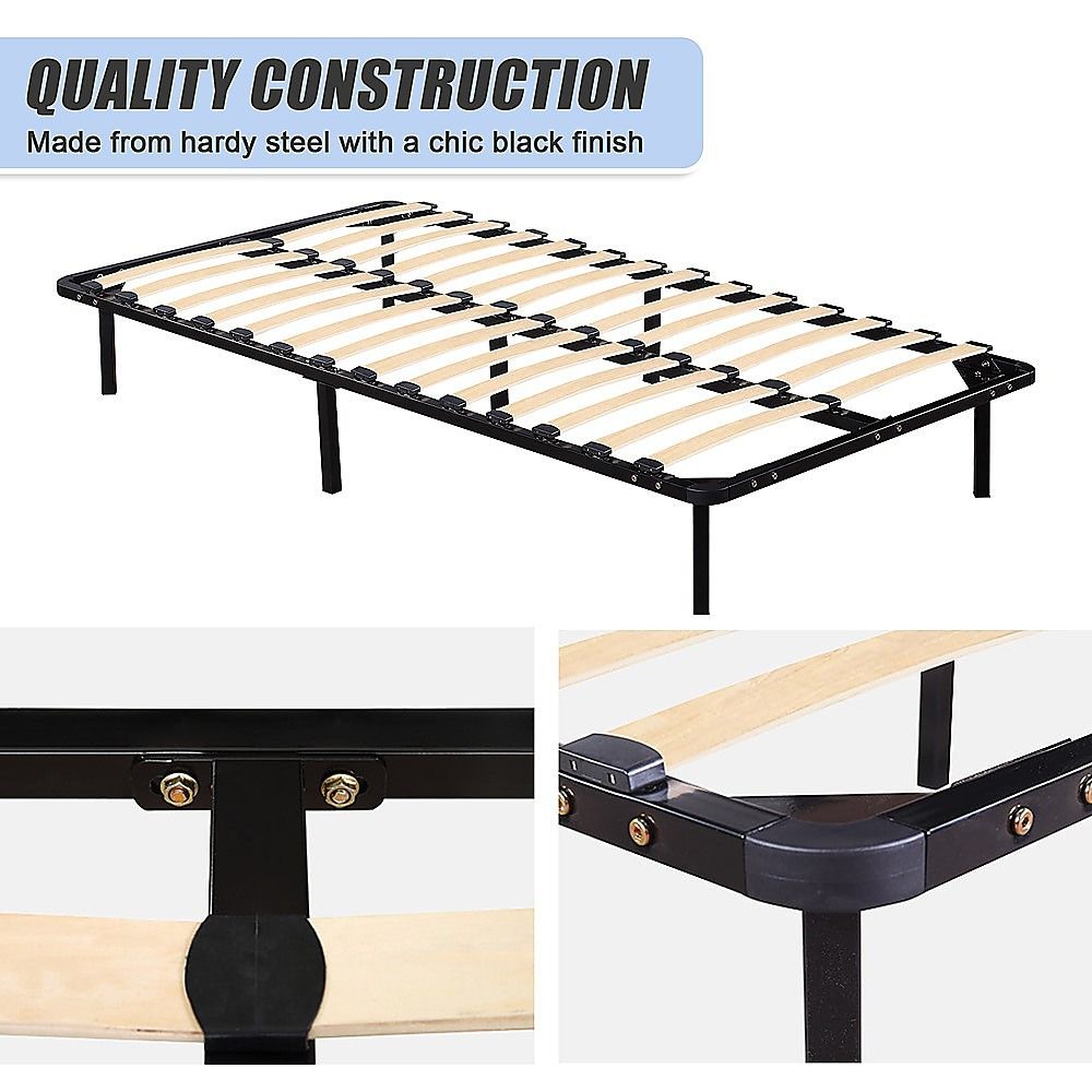 King Single Metal Bed Frame - Bedroom Furniture-Furniture > Bedroom > Beds &amp; Bed Frames-PEROZ Accessories