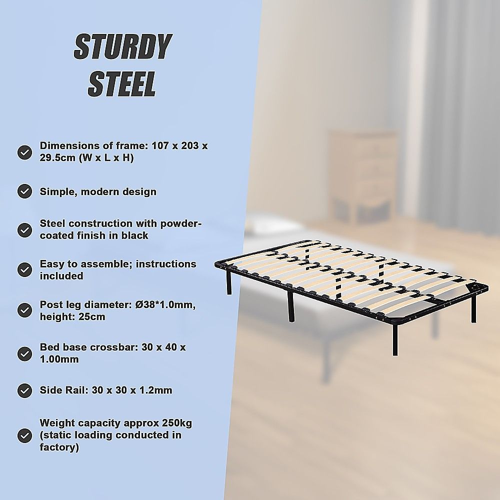 King Single Metal Bed Frame - Bedroom Furniture-Furniture > Bedroom > Beds &amp; Bed Frames-PEROZ Accessories