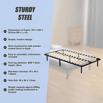 King Single Metal Bed Frame - Bedroom Furniture-Furniture > Bedroom > Beds &amp; Bed Frames-PEROZ Accessories