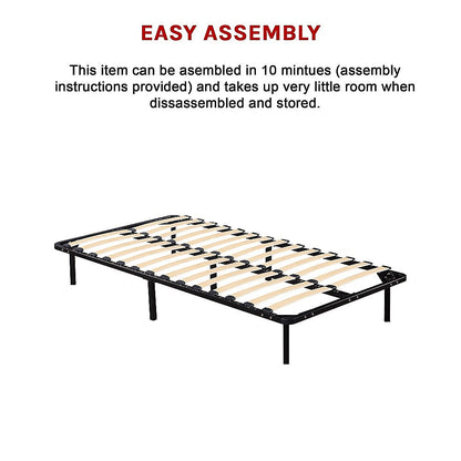 King Single Metal Bed Frame - Bedroom Furniture-Furniture &gt; Bedroom &gt; Beds &amp; Bed Frames-PEROZ Accessories