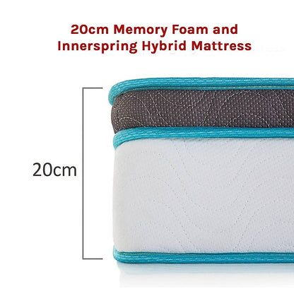 Queen 20cm Hybrid Mattress – Memory Foam and Innerspring Support-Furniture > Mattresses-PEROZ Accessories