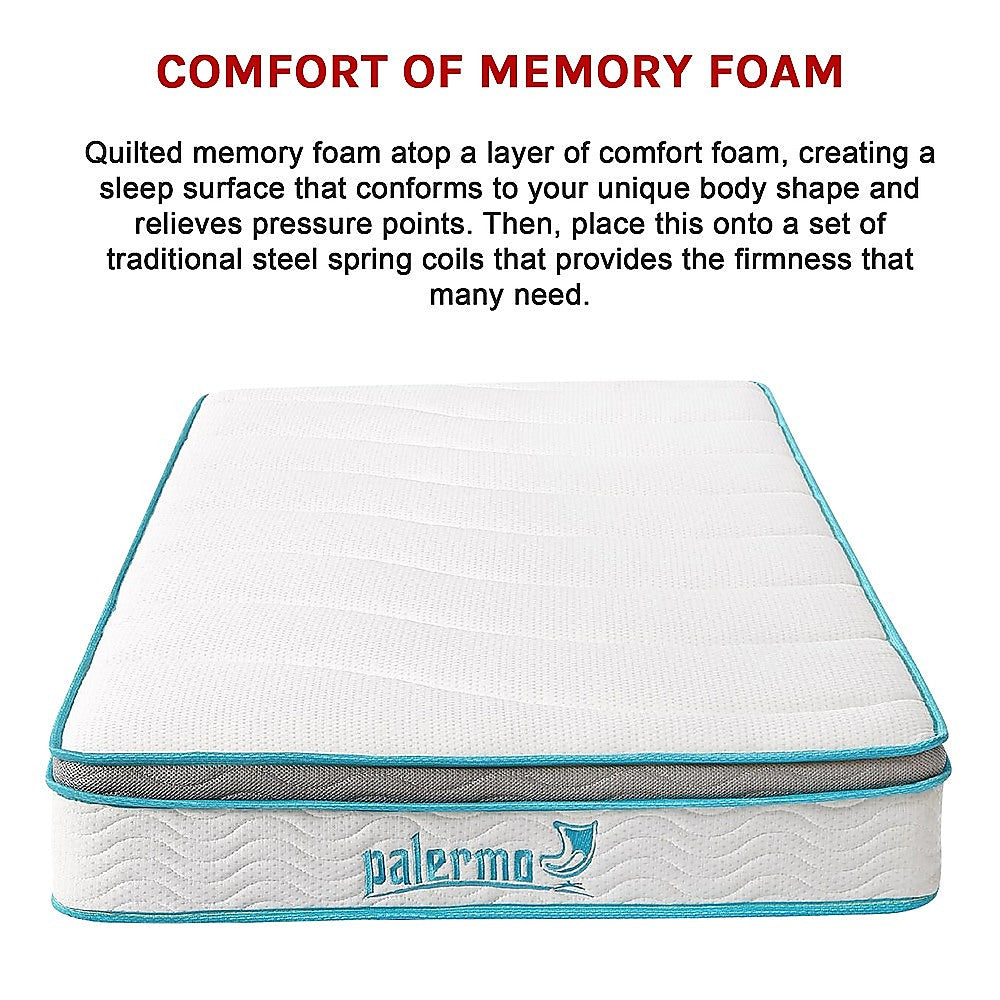Palermo King Single 20cm Memory Foam and Innerspring Hybrid Mattress-Furniture &gt; Mattresses-PEROZ Accessories