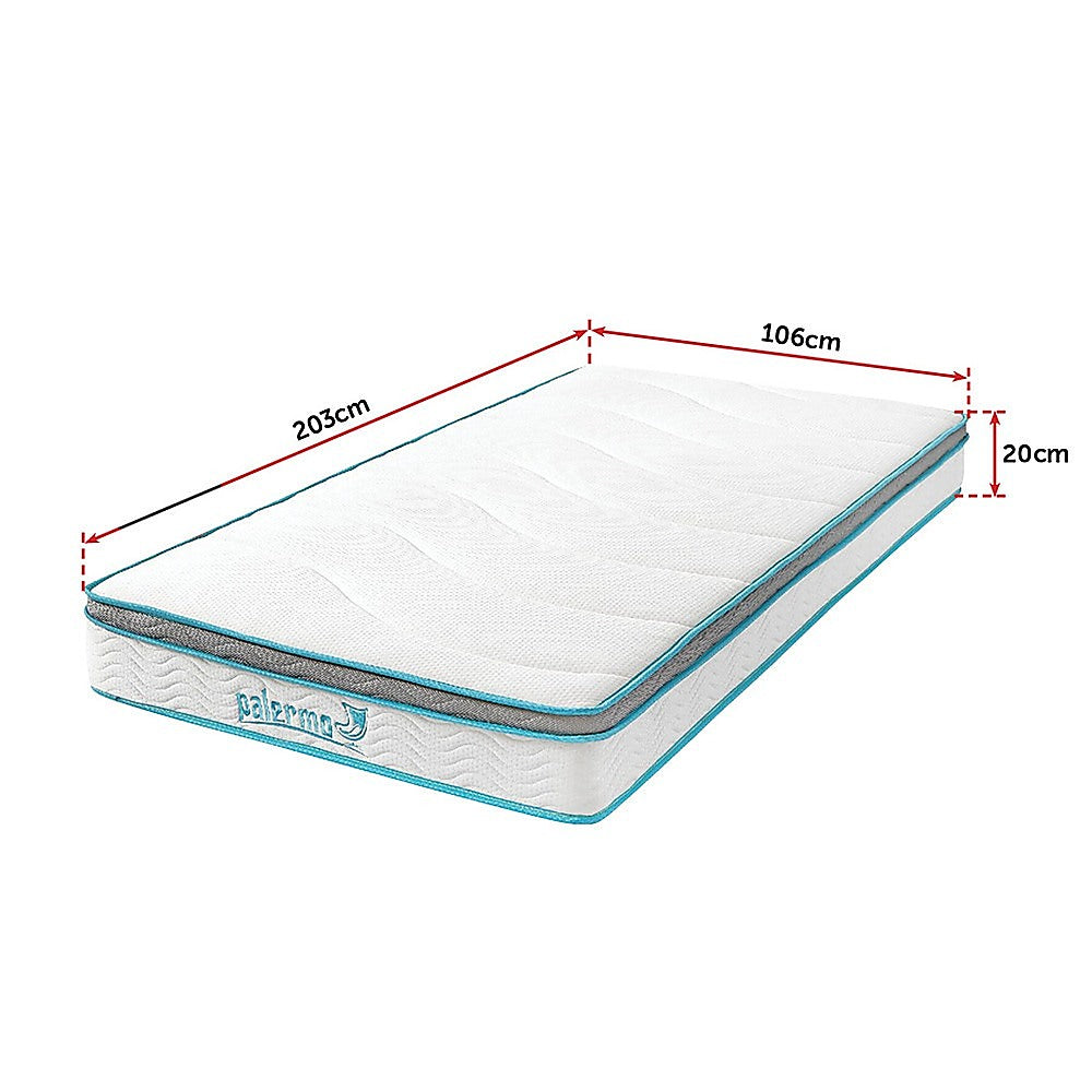Palermo King Single 20cm Memory Foam and Innerspring Hybrid Mattress-Furniture &gt; Mattresses-PEROZ Accessories