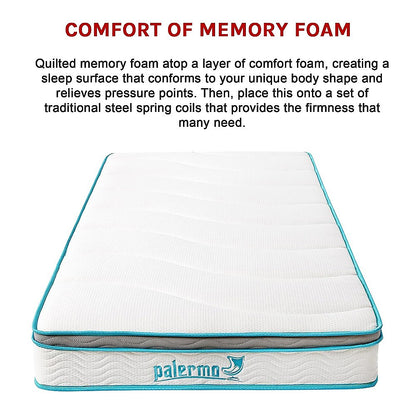 Palermo Single 20cm Memory Foam and Innerspring Hybrid Mattress-Furniture &gt; Mattresses-PEROZ Accessories