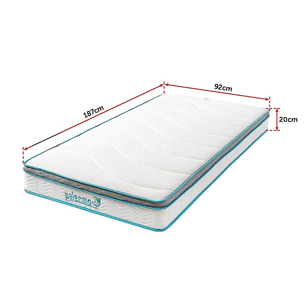 Palermo Single 20cm Memory Foam and Innerspring Hybrid Mattress-Furniture &gt; Mattresses-PEROZ Accessories
