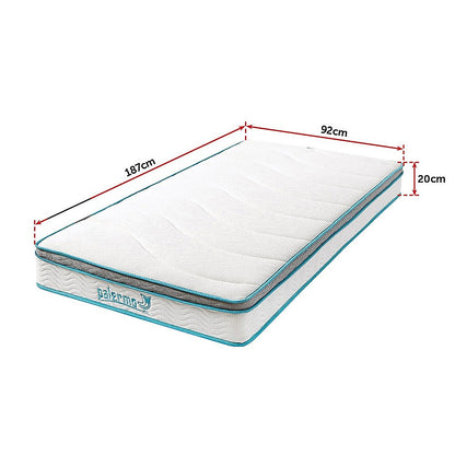 Palermo Single 20cm Memory Foam and Innerspring Hybrid Mattress-Furniture &gt; Mattresses-PEROZ Accessories