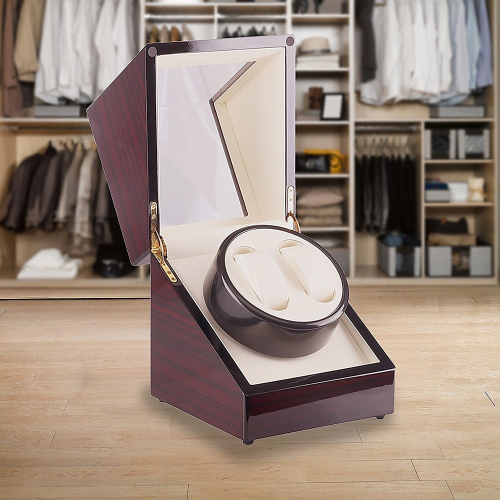 Automatic Dual Watch Winder Wood Display Box Case Motor Rotation Storage-Watch Accessories-PEROZ Accessories