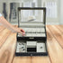 12 Grids Watch Display Case Leather jewellery Storage Box Organiser Lock Key-Watch Accessories-PEROZ Accessories