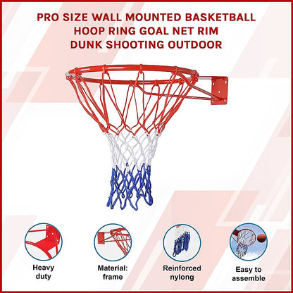 Pro Size Wall Mounted Basketball Hoop Ring Goal Net Rim Dunk Shooting Outdoor-Sports &amp; Fitness &gt; Fitness Accessories-PEROZ Accessories