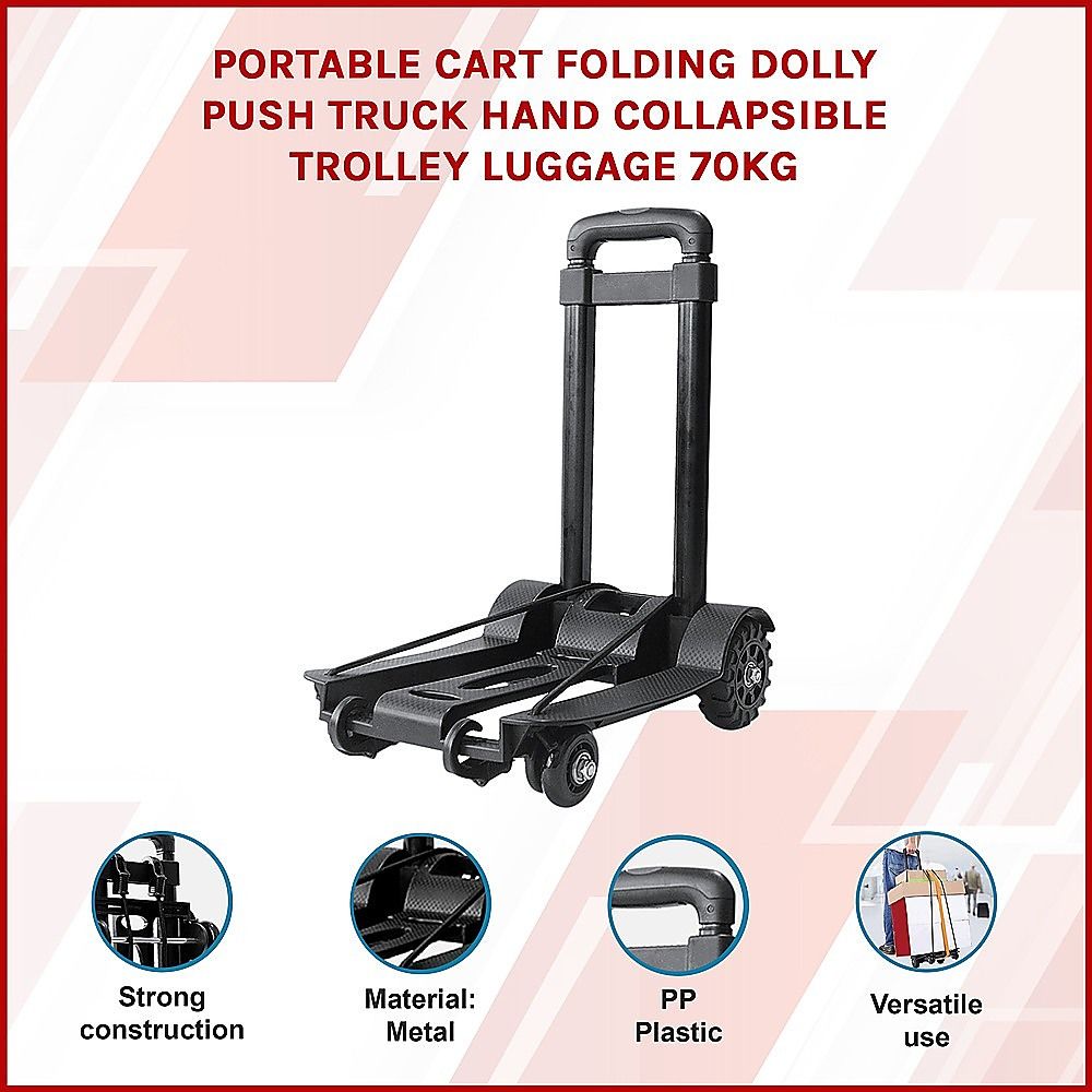 Portable Cart Folding Dolly Push Truck Hand Collapsible Trolley Luggage 70Kg-Outdoor > Others-PEROZ Accessories