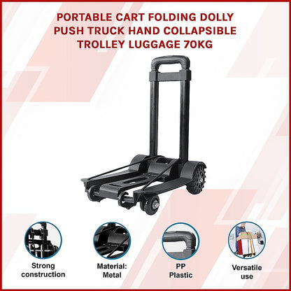 Portable Cart Folding Dolly Push Truck Hand Collapsible Trolley Luggage 70Kg-Outdoor &gt; Others-PEROZ Accessories