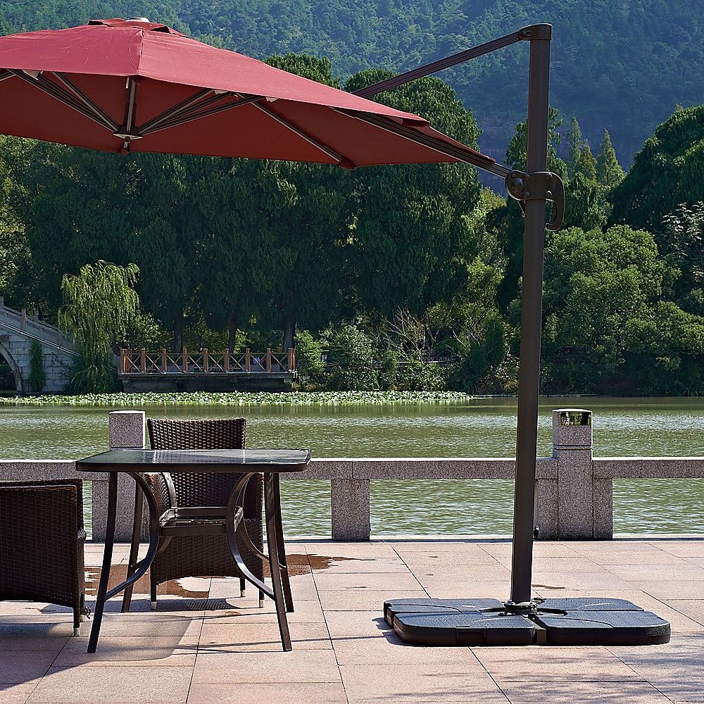 Outdoor Patio 4-Piece Cantilever Offset 3M Umbrella Base Stand Weight Water Sand-Outdoor Umbrellas-PEROZ Accessories