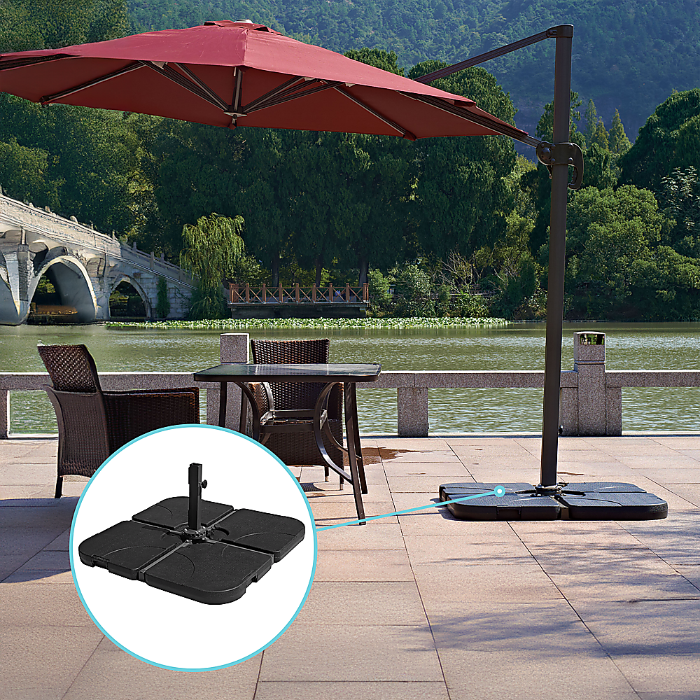 Outdoor Patio 4-Piece Cantilever Offset 3M Umbrella Base Stand Weight Water Sand-Outdoor Umbrellas-PEROZ Accessories