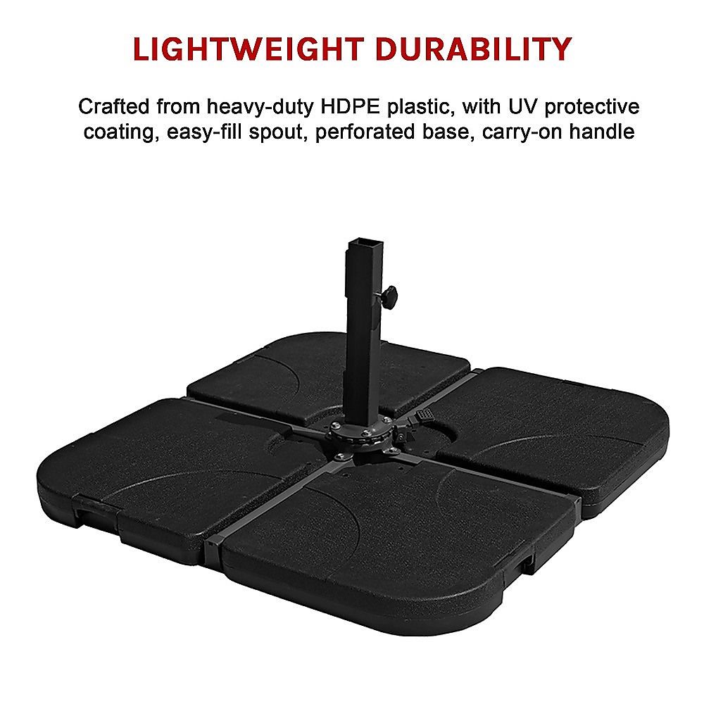 Outdoor Patio 4-Piece Cantilever Offset 3M Umbrella Base Stand Weight Water Sand-Outdoor Umbrellas-PEROZ Accessories
