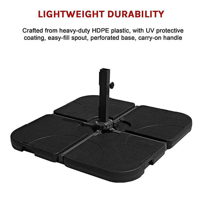 Outdoor Patio 4-Piece Cantilever Offset 3M Umbrella Base Stand Weight Water Sand-Outdoor Umbrellas-PEROZ Accessories