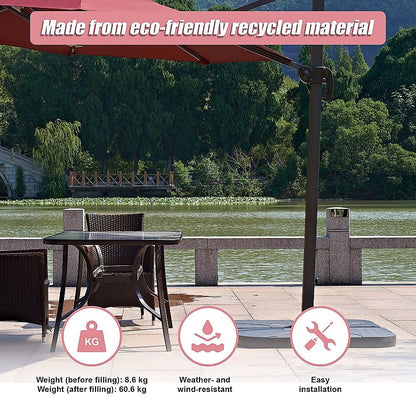Outdoor Patio 4-Piece Cantilever Offset 3M Umbrella Base Stand Weight Water Sand-Outdoor Umbrellas-PEROZ Accessories