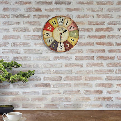 Large Colourful Wall Clock Kitchen Office Retro Timepiece-Home &amp; Garden > Decor-PEROZ Accessories