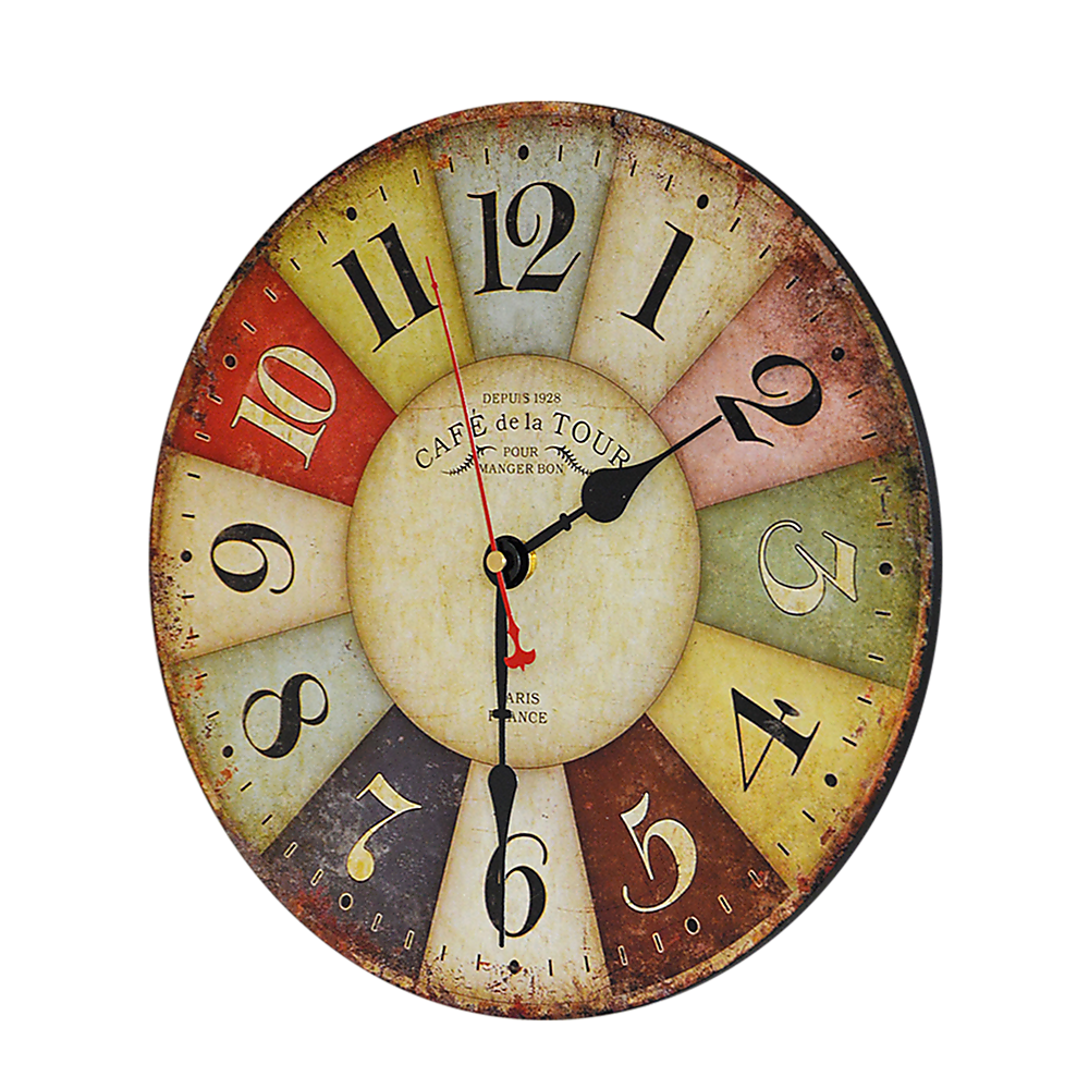Large Colourful Wall Clock Kitchen Office Retro Timepiece-Home &amp; Garden > Decor-PEROZ Accessories