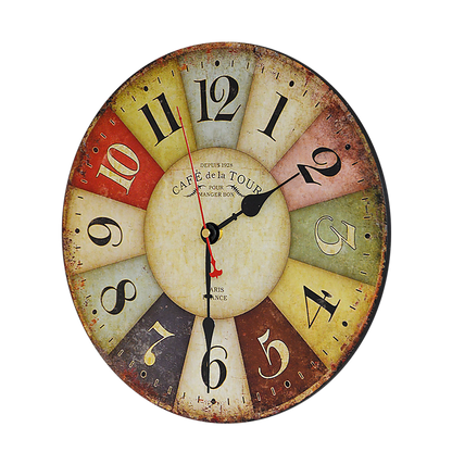 Large Colourful Wall Clock Kitchen Office Retro Timepiece-Home &amp; Garden > Decor-PEROZ Accessories