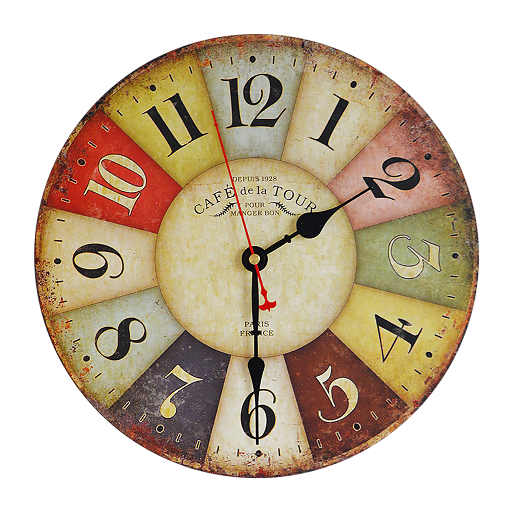 Large Colourful Wall Clock Kitchen Office Retro Timepiece-Home &amp; Garden > Decor-PEROZ Accessories