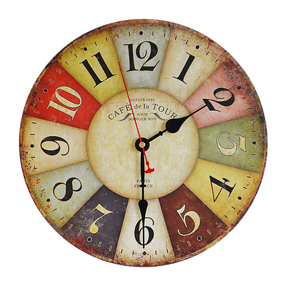 Large Colourful Wall Clock Kitchen Office Retro Timepiece-Home &amp; Garden > Decor-PEROZ Accessories