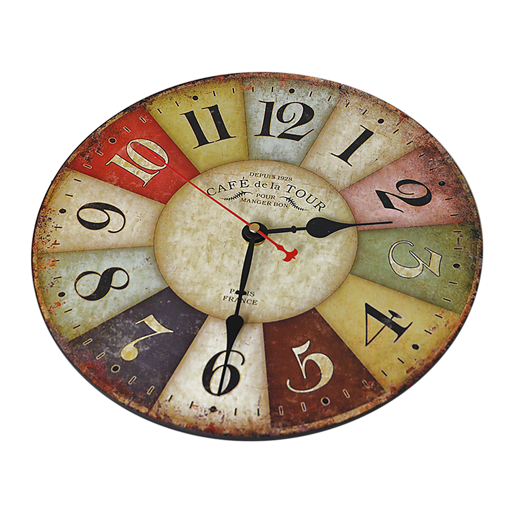 Large Colourful Wall Clock Kitchen Office Retro Timepiece-Home &amp; Garden > Decor-PEROZ Accessories