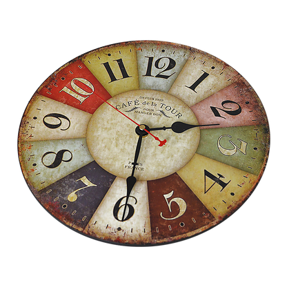 Large Colourful Wall Clock Kitchen Office Retro Timepiece-Home &amp; Garden > Decor-PEROZ Accessories
