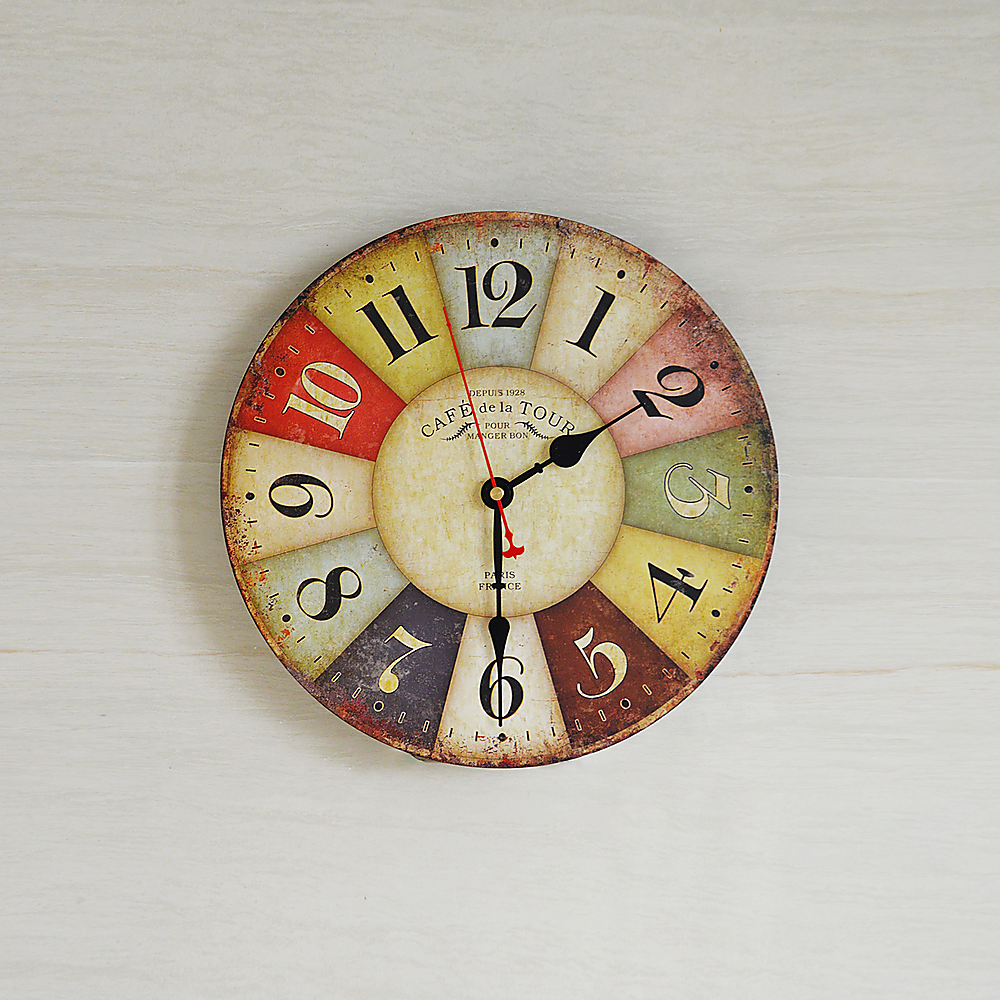 Large Colourful Wall Clock Kitchen Office Retro Timepiece-Home &amp; Garden > Decor-PEROZ Accessories