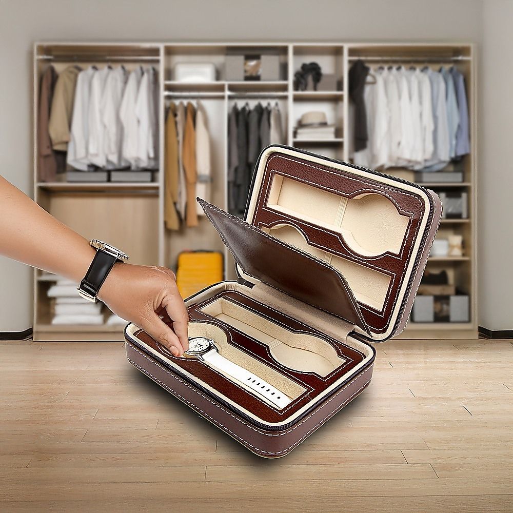 4 Watch Box Display Travel Case PU Leather-Home &amp; Garden > Hobbies-PEROZ Accessories