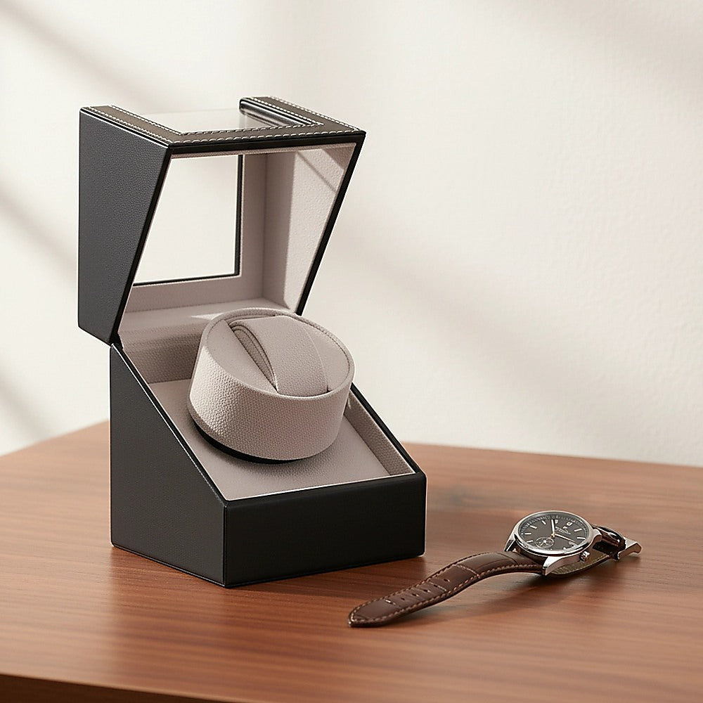 Automatic Watch Winder Display Box Case Motor Rotation Storage PU Leather-Watch Accessories-PEROZ Accessories