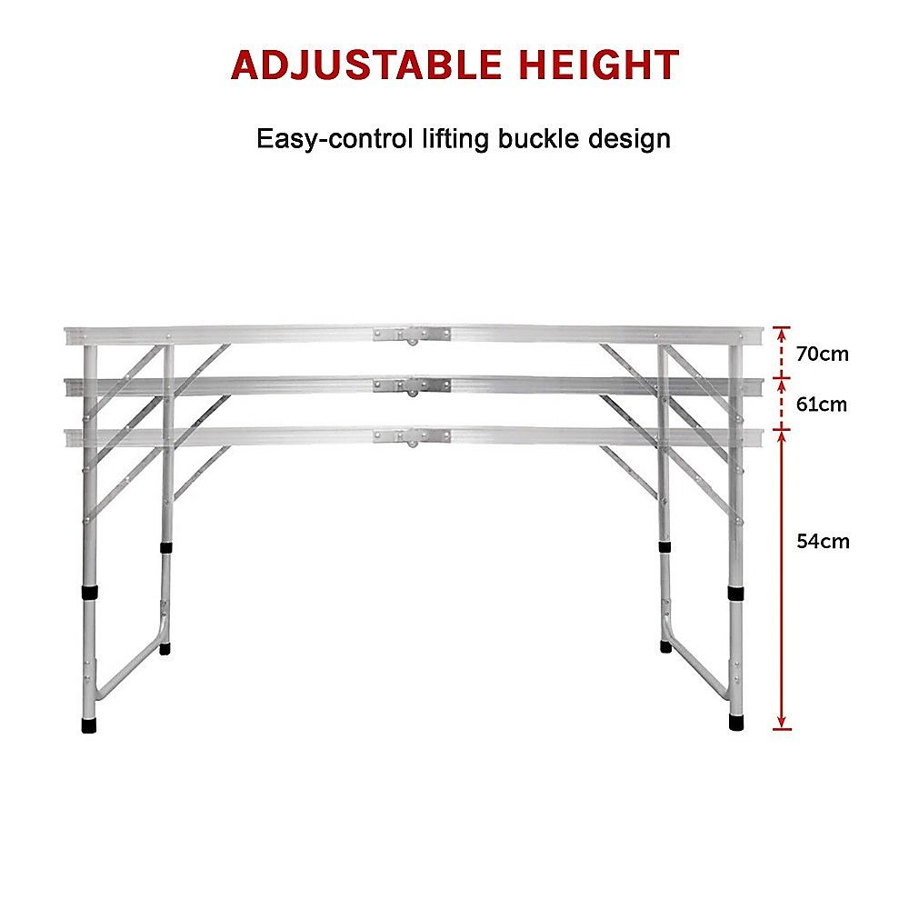 Aluminium Folding Table 120cm Portable Indoor Outdoor Picnic Party Camping Tables-Camping Tables-PEROZ Accessories