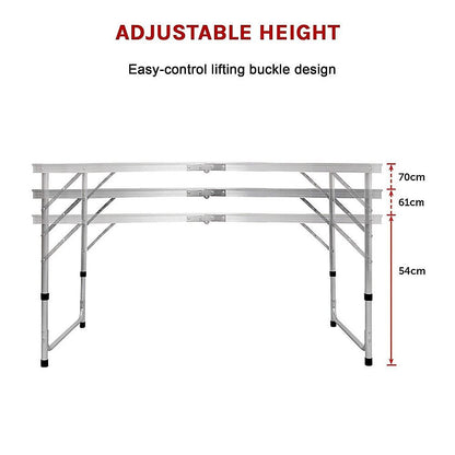 Aluminium Folding Table 120cm Portable Indoor Outdoor Picnic Party Camping Tables-Camping Tables-PEROZ Accessories